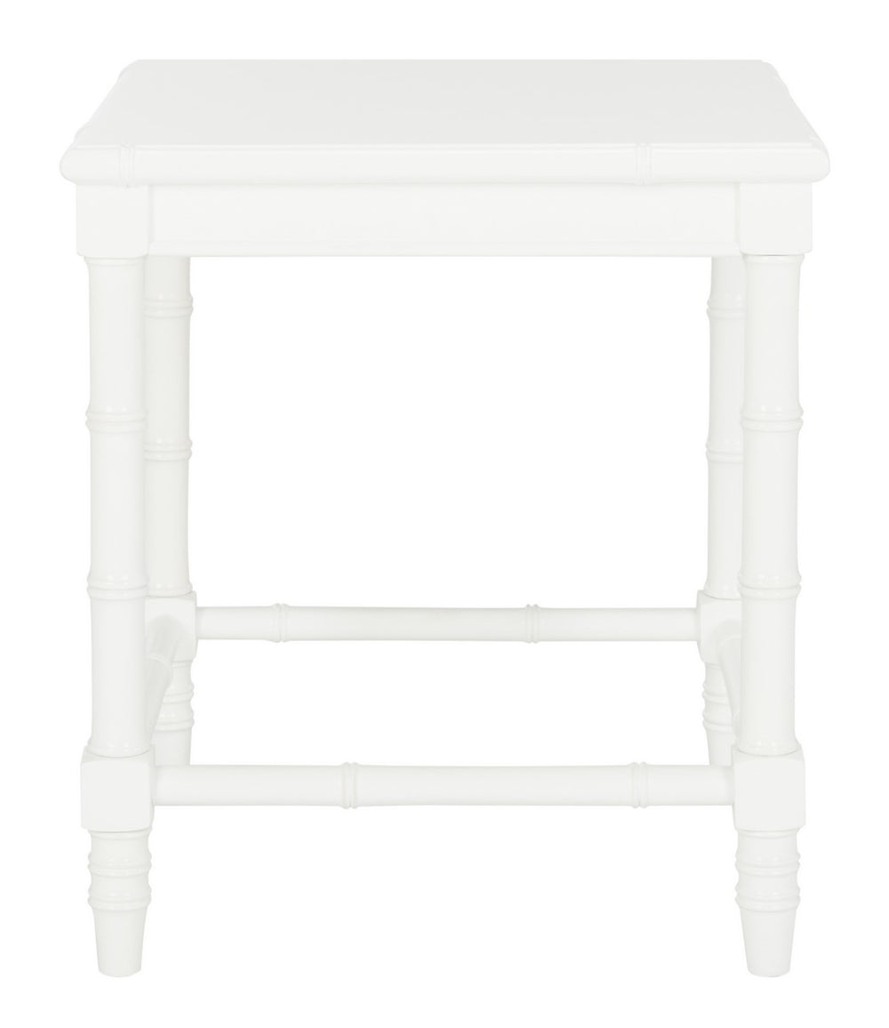 Safavieh Liviah Accent Table Modern Coastal 22"H Bamboo White Wood NC Coating MDF ACC3500A 889048339620