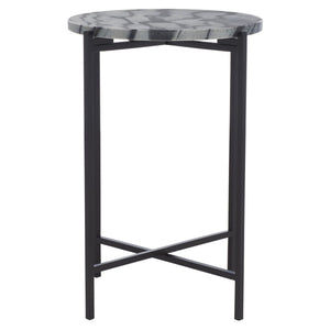 Safavieh Ellicott Round Accent Table Multi Grey Black Marble / Black  ACC4604A