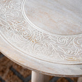 Safavieh Rehnuma Carved Side Table in White Washed ACC5300A 889048667952