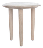 Safavieh Rehnuma Carved Side Table in White Washed ACC5300A 889048667952