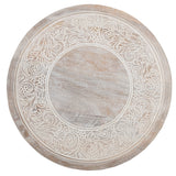 Safavieh Rehnuma Carved Side Table in White Washed ACC5300A 889048667952