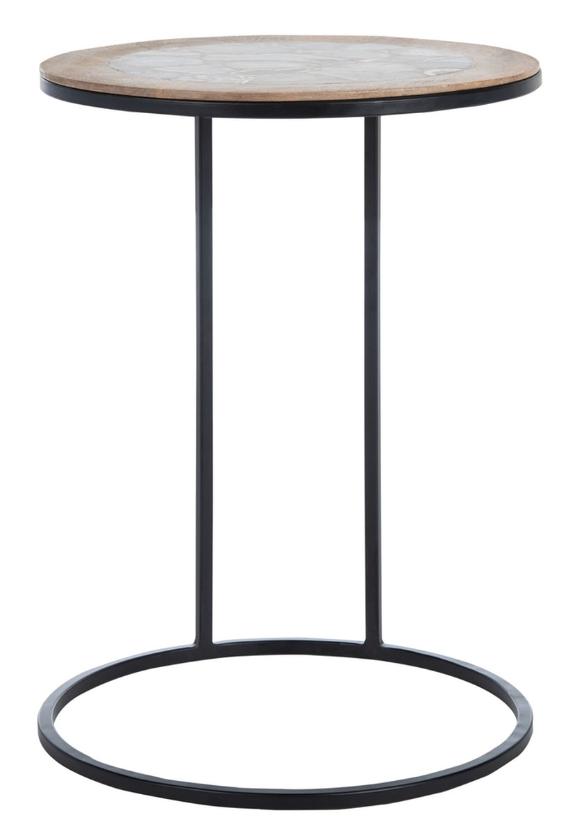 Safavieh Gemma Agate Side Table Black Agate Wood Agate Metal ACC5301A