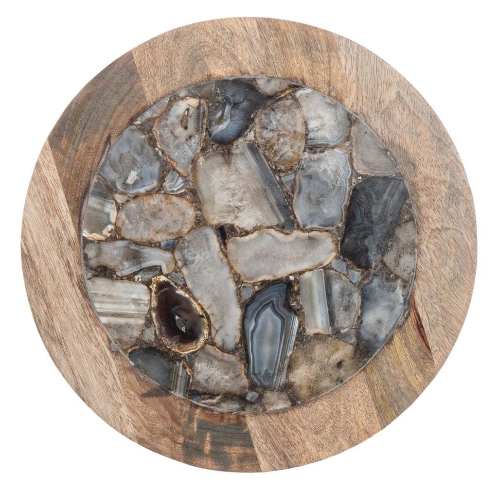 Safavieh Lumi Agate Accent Table Black Agate Wood Agate Metal ACC5302A