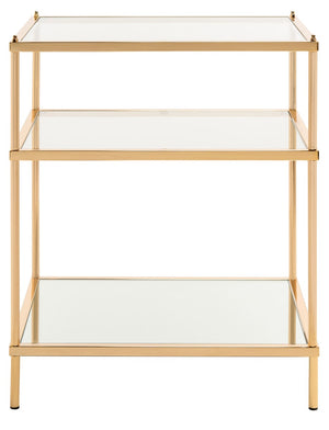 Noelia 3 Tier Accent Table Polished Gold/ Clear Tempered Glass/Mirror Base Metal ACC6203C