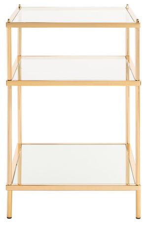 Noelia 3 Tier Accent Table Polished Gold/ Clear Tempered Glass/Mirror Base Metal ACC6203C