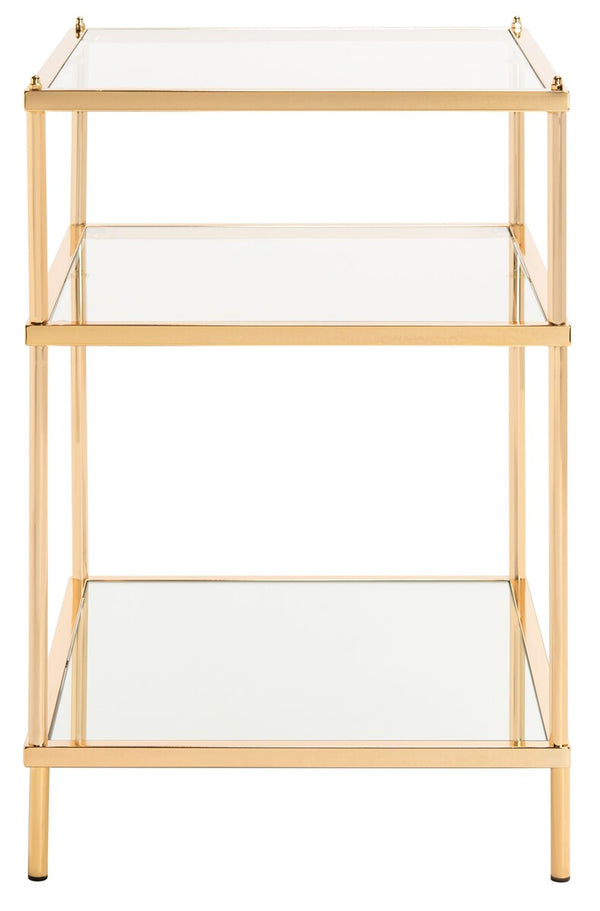 Noelia 3 Tier Accent Table Polished Gold/ Clear Tempered Glass/Mirror Base Metal ACC6203C
