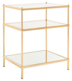 Noelia 3 Tier Accent Table Polished Gold/ Clear Tempered Glass/Mirror Base Metal ACC6203C