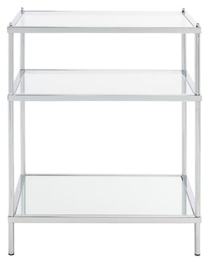 Noelia 3 Tier Accent Table Chrome/ Clear Tempered Glass/Mirror Base Metal ACC6203D