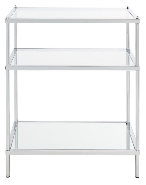 Noelia 3 Tier Accent Table Chrome/ Clear Tempered Glass/Mirror Base Metal ACC6203D
