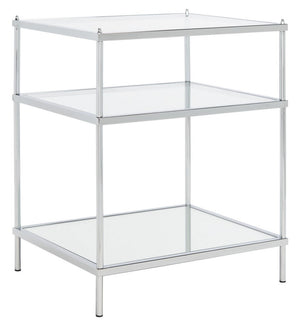 Noelia 3 Tier Accent Table Chrome/ Clear Tempered Glass/Mirror Base Metal ACC6203D