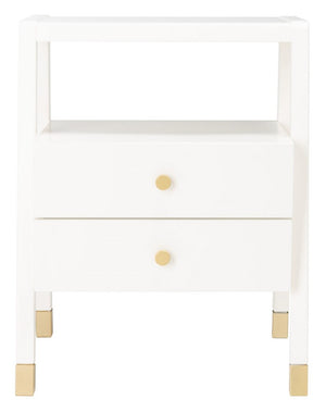 Cove 2 Drawer 1 Shelf Accent Table White / Gold Wood ACC6602B