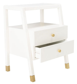 Cove 2 Drawer 1 Shelf Accent Table White / Gold Wood ACC6602B