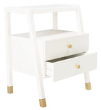 Cove 2 Drawer 1 Shelf Accent Table White / Gold Wood ACC6602B