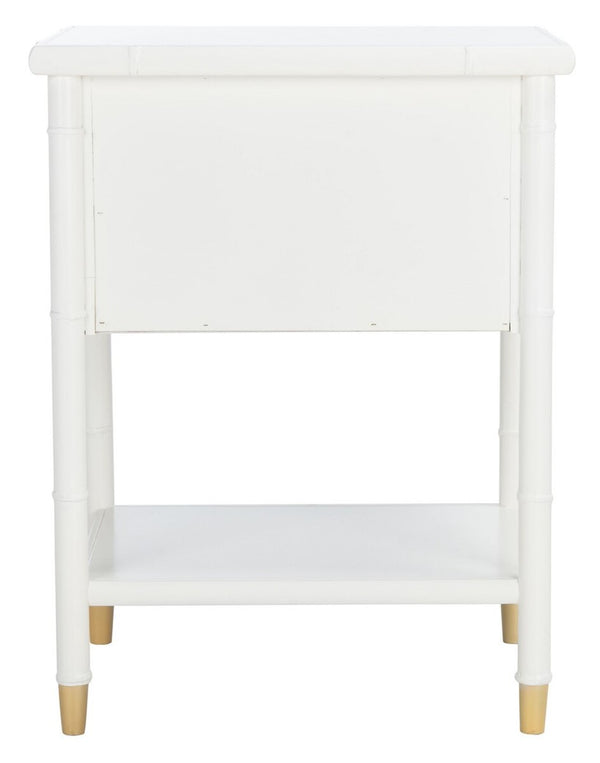 Ahab 2 Drawer 1 Shelf Accent Table White / Gold Wood ACC6606B