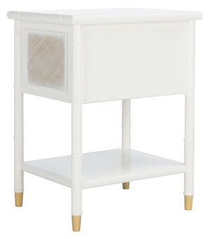 Ahab 2 Drawer 1 Shelf Accent Table White / Gold Wood ACC6606B