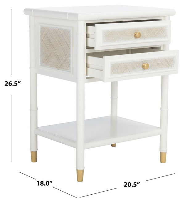 Ahab 2 Drawer 1 Shelf Accent Table White / Gold Wood ACC6606B