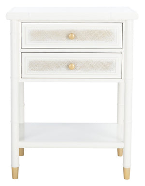 Ahab 2 Drawer 1 Shelf Accent Table White / Gold Wood ACC6606B