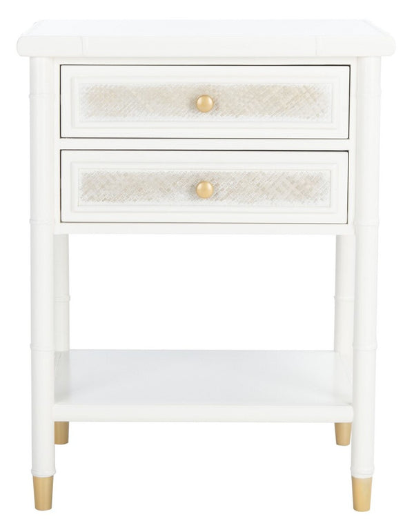 Ahab 2 Drawer 1 Shelf Accent Table White / Gold Wood ACC6606B