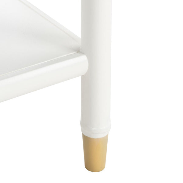 Ahab 2 Drawer 1 Shelf Accent Table White / Gold Wood ACC6606B