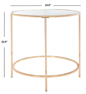 Kolby Round Glass Side Table Polished Gold Frame / Clear Glass Top Metal ACC8004A