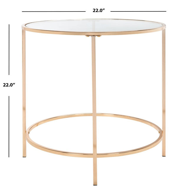 Kolby Round Glass Side Table Polished Gold Frame / Clear Glass Top Metal ACC8004A