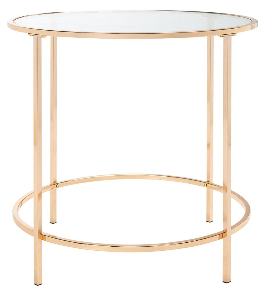 Kolby Round Glass Side Table Polished Gold Frame / Clear Glass Top Metal ACC8004A