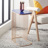 Stafford Side Table Blue Wood Top  / Gold Iron Body Wood/Metal ACC8005A