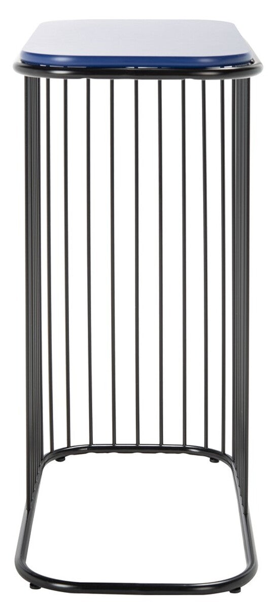 Stafford Side Table Blue Wood Top / Powder Coated Black Iron Body  Wood/Metal ACC8005B