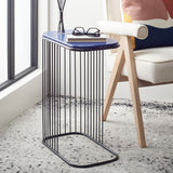 Stafford Side Table Blue Wood Top / Powder Coated Black Iron Body  Wood/Metal ACC8005B