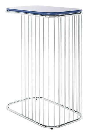 Stafford Side Table Blue Wood Top / Chrome Iron Body  Wood/Metal ACC8005C