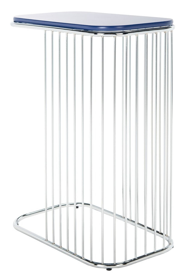 Stafford Side Table Blue Wood Top / Chrome Iron Body  Wood/Metal ACC8005C