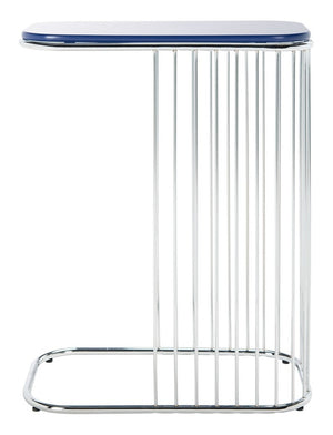 Stafford Side Table Blue Wood Top / Chrome Iron Body  Wood/Metal ACC8005C