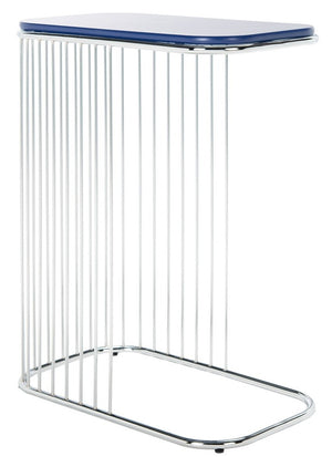Stafford Side Table Blue Wood Top / Chrome Iron Body  Wood/Metal ACC8005C
