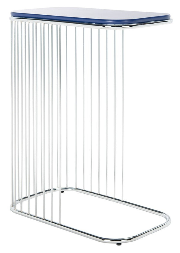 Stafford Side Table Blue Wood Top / Chrome Iron Body  Wood/Metal ACC8005C