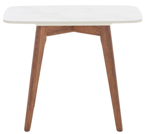 Safavieh Karina Rectangular End Table White Ceramic Faux Marble / Walnut ACC8101A