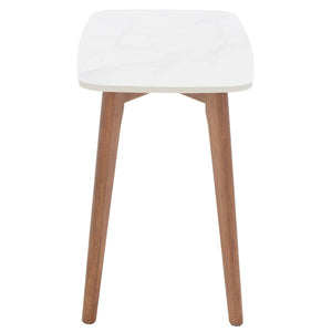 Safavieh Karina Rectangular End Table White Ceramic Faux Marble / Walnut ACC8101A