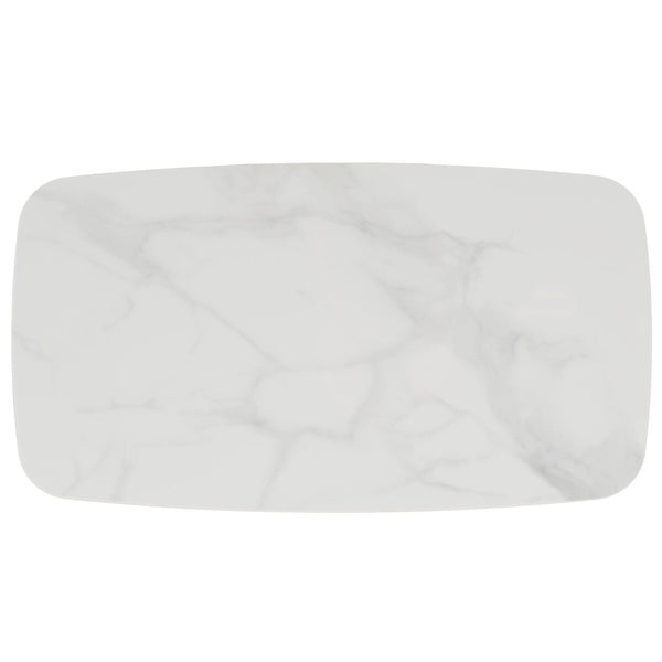 Safavieh Karina Rectangular End Table White Ceramic Faux Marble / Walnut ACC8101A