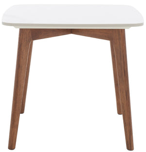 Safavieh Karina Square End Table White Ceramic Faux Marble / Walnut ACC8102A