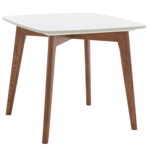 Safavieh Karina Square End Table White Ceramic Faux Marble / Walnut ACC8102A