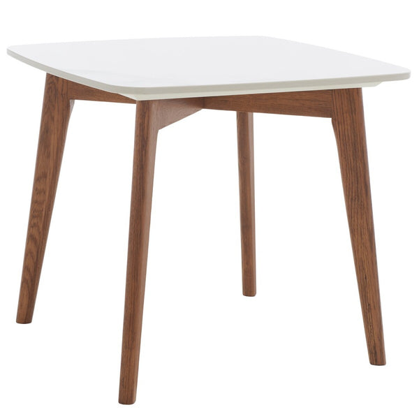 Safavieh Karina Square End Table White Ceramic Faux Marble / Walnut ACC8102A