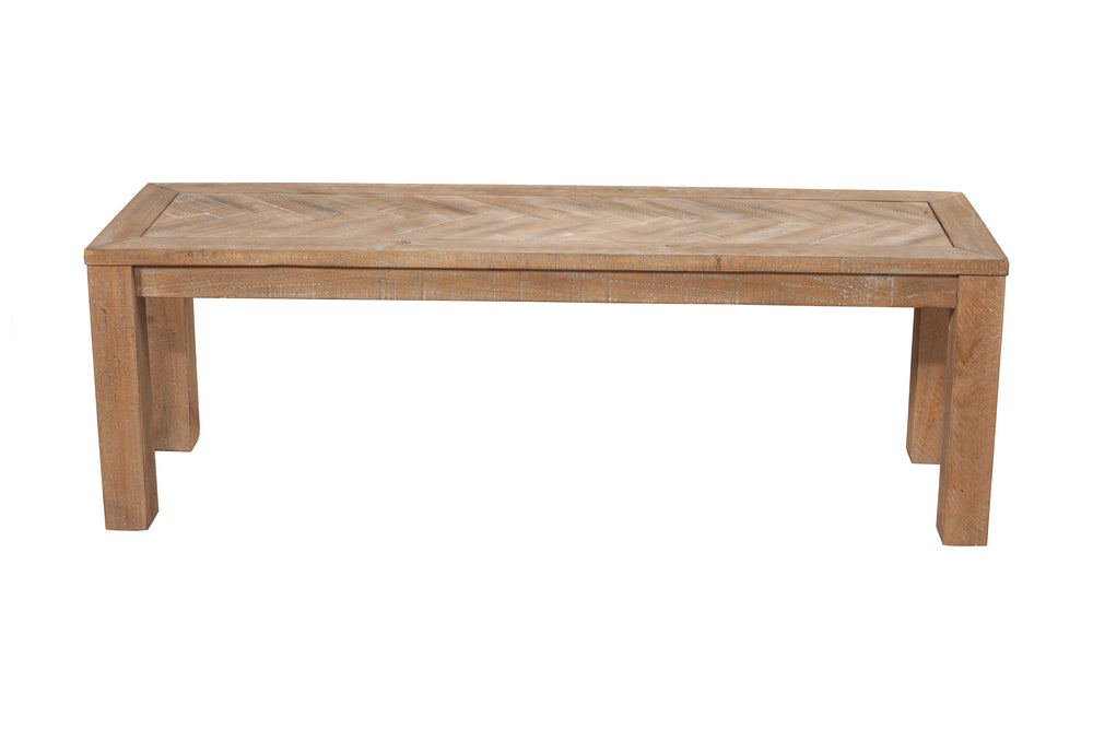 Alpine Furniture Aiden Dining Bench 3348-03 Weathered Natural Solid Pine and Plywood 60 x 16 x 18