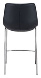 Zuo Modern Magnus 100% Polyurethane, Plywood, Stainless Steel Modern Commercial Grade Counter Stool Set - Set of 2 Black, Silver 100% Polyurethane, Plywood, Stainless Steel