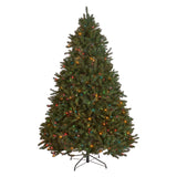 9-foot Norway Spruce Pre-Lit Multi-Colored String Light Hinged Artificial Christmas Tree