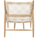 Safavieh Bandelier Accent Chair Leather Weave Off White Natural Wood Teak 7 MM Cowhide ACH1000A 889048453456