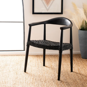 Juneau Leather Woven Accent Chair