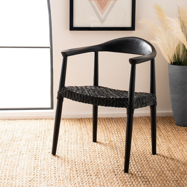 Juneau Leather Woven Accent Chair