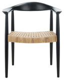 Eyre Rattan Peel Accent Chair - Mid-Century Modern Design with Black Wood Frame for Stylish Interiors