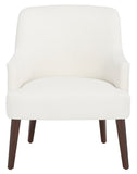 Briony Accent Chair - Timeless Elegance in White Velvet with Walnut Tapered Legs for Any Space