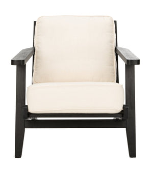 Safavieh Nico Mid Century Accent Chair Bone White Black Wood ACH4501A