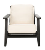 Nico Mid Century Accent Chair Bone White Black Wood